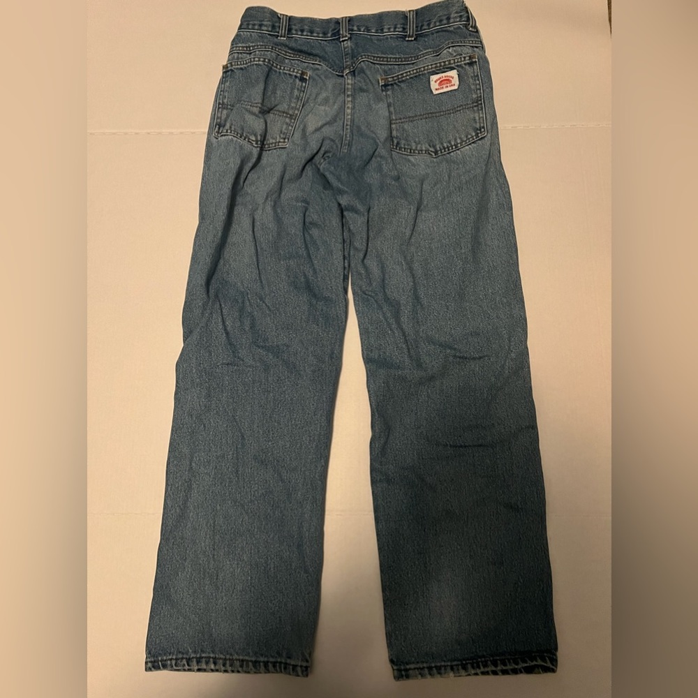 Baggy Round House Made In USA Denim  Blue Jeans 32”W x 29” Inseam Vintage